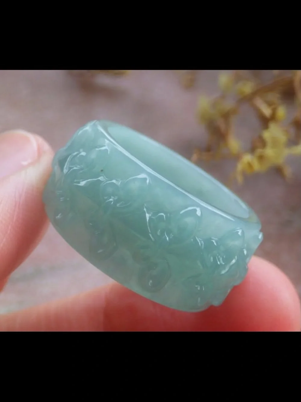 Certificate Jadeite Jewelry Jade luck Green thick Ring Size8